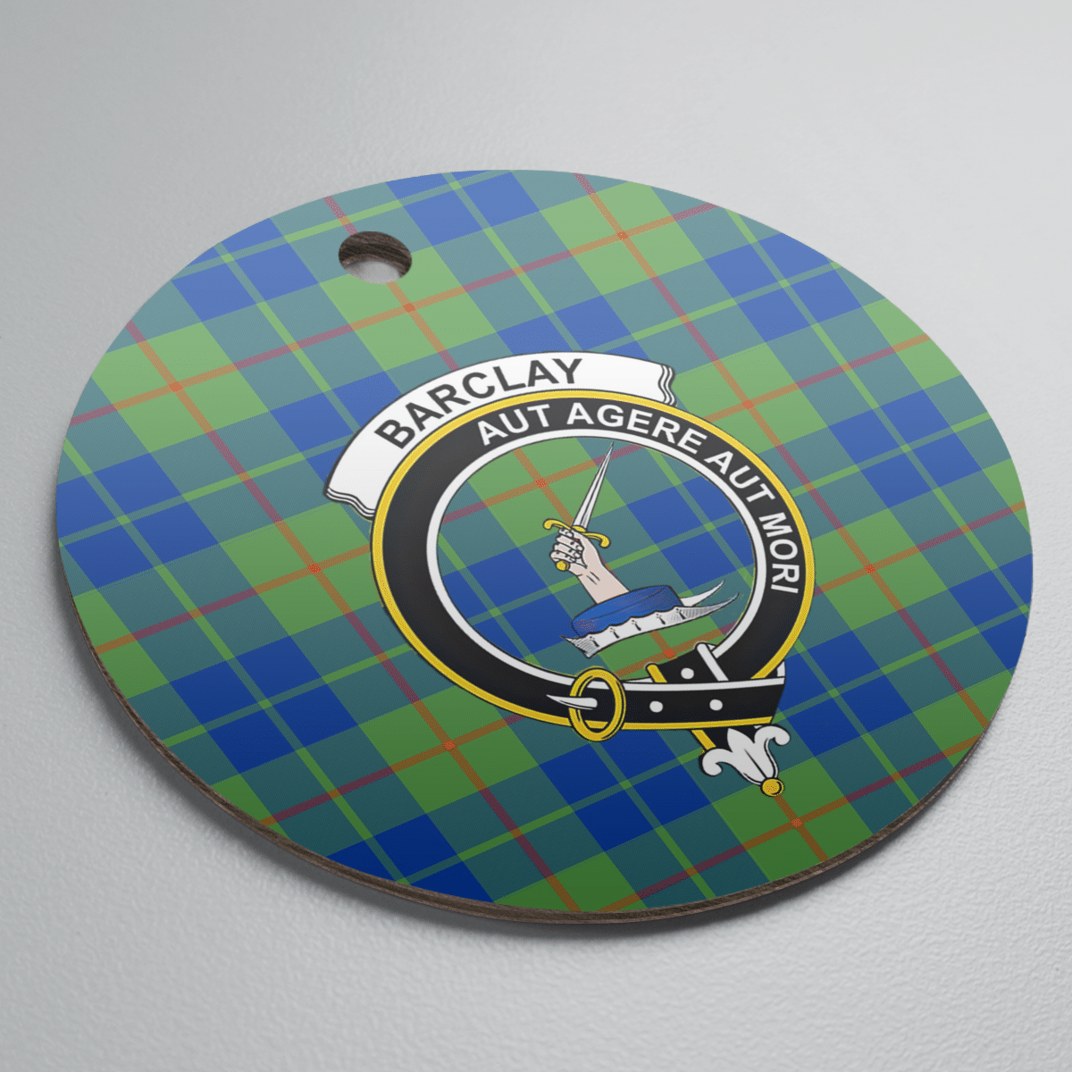 Clan Barclay Hunting Ancient Tartan Crest Round Ceramic Ornament IC61 Barclay Hunting Ancient Tartan Tartan Christmas   