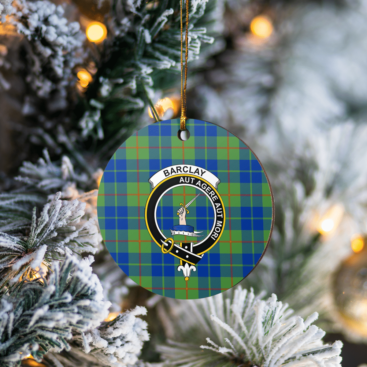 Clan Barclay Hunting Ancient Tartan Crest Round Ceramic Ornament IC61 Barclay Hunting Ancient Tartan Tartan Christmas   