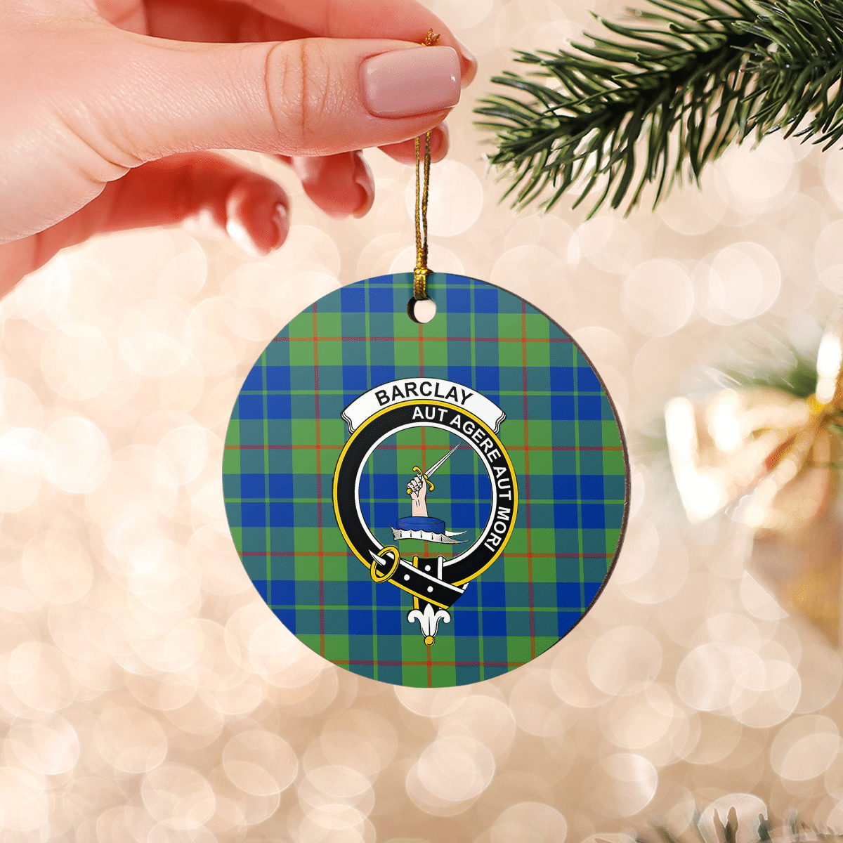 Clan Barclay Hunting Ancient Tartan Crest Round Ceramic Ornament IC61 Barclay Hunting Ancient Tartan Tartan Christmas   