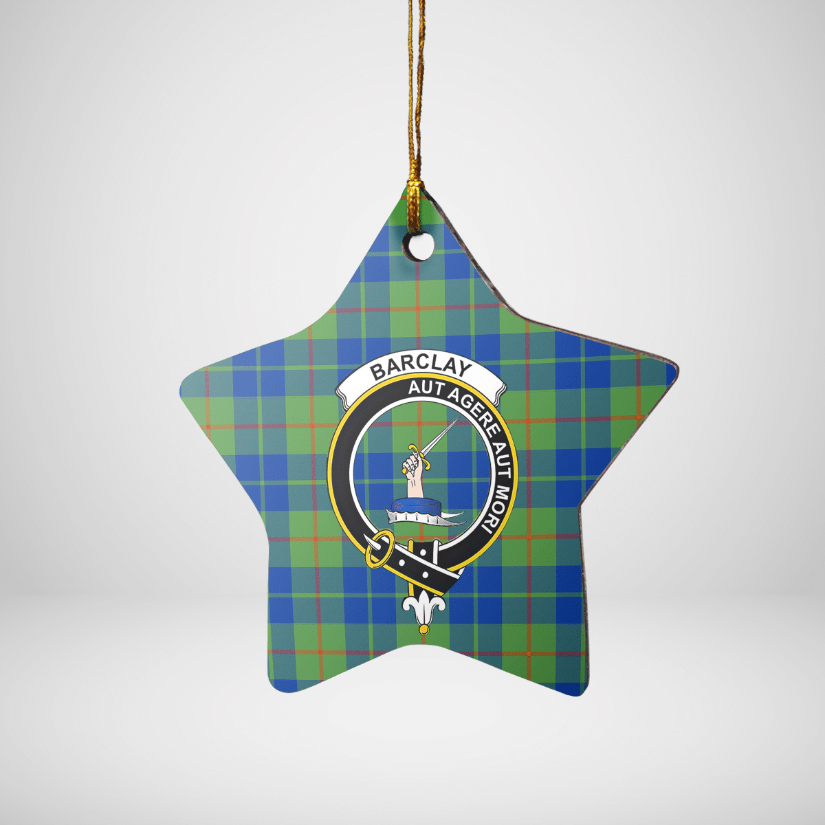 Clan Barclay Hunting Ancient Tartan Crest Star Ceramic Ornament DK61 Barclay Hunting Ancient Tartan Tartan Christmas   