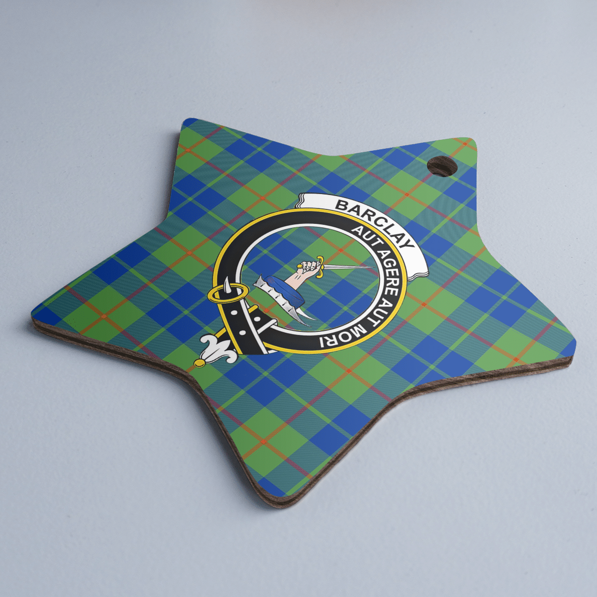 Clan Barclay Hunting Ancient Tartan Crest Star Ceramic Ornament DK61 Barclay Hunting Ancient Tartan Tartan Christmas   