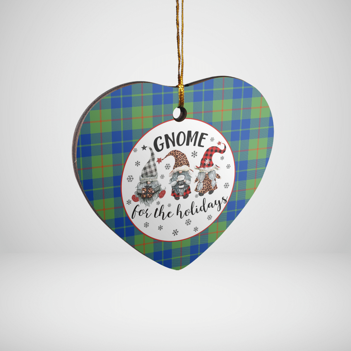 Clan Barclay Hunting Ancient Tartan Gnome Heart Ceramic Ornament MI26 Barclay Hunting Ancient Tartan Gnome Tartan Christmas   