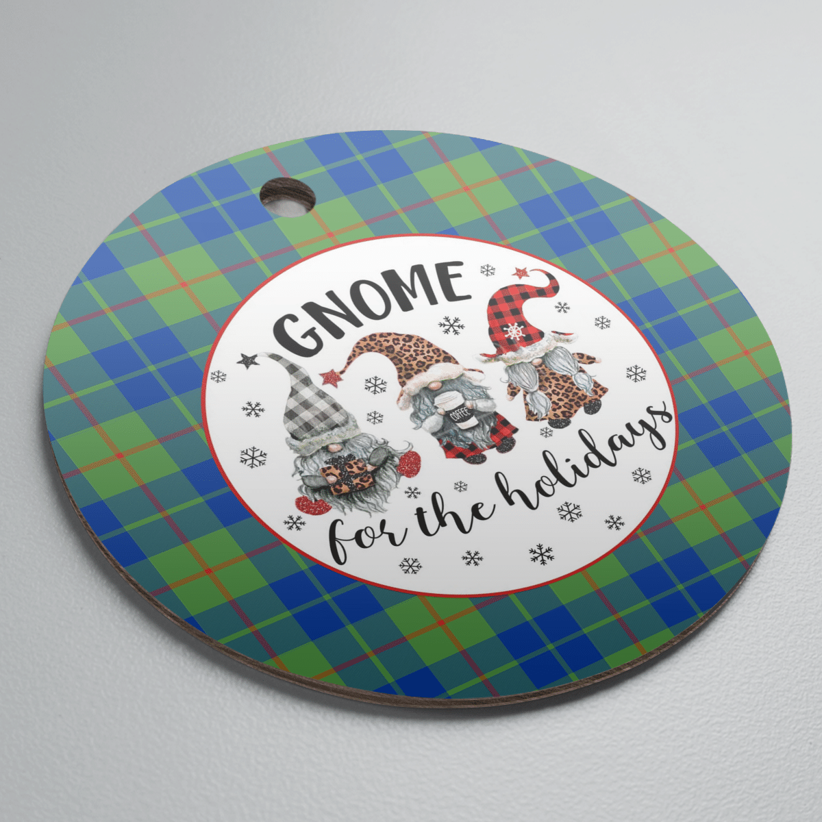 Clan Barclay Hunting Ancient Tartan Gnome Round Ceramic Ornament SG98 Barclay Hunting Ancient Tartan Tartan Christmas   