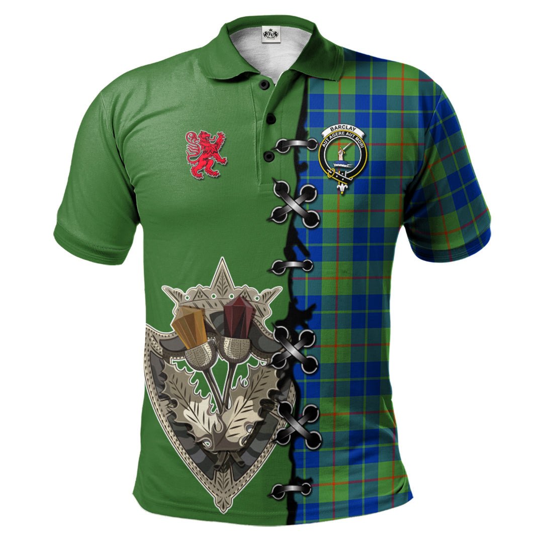 Clan Barclay Hunting Ancient Tartan Polo Shirt - Lion Rampant And Celtic Thistle Style EF42 Barclay Hunting Ancient Tartan Tartan Polo   