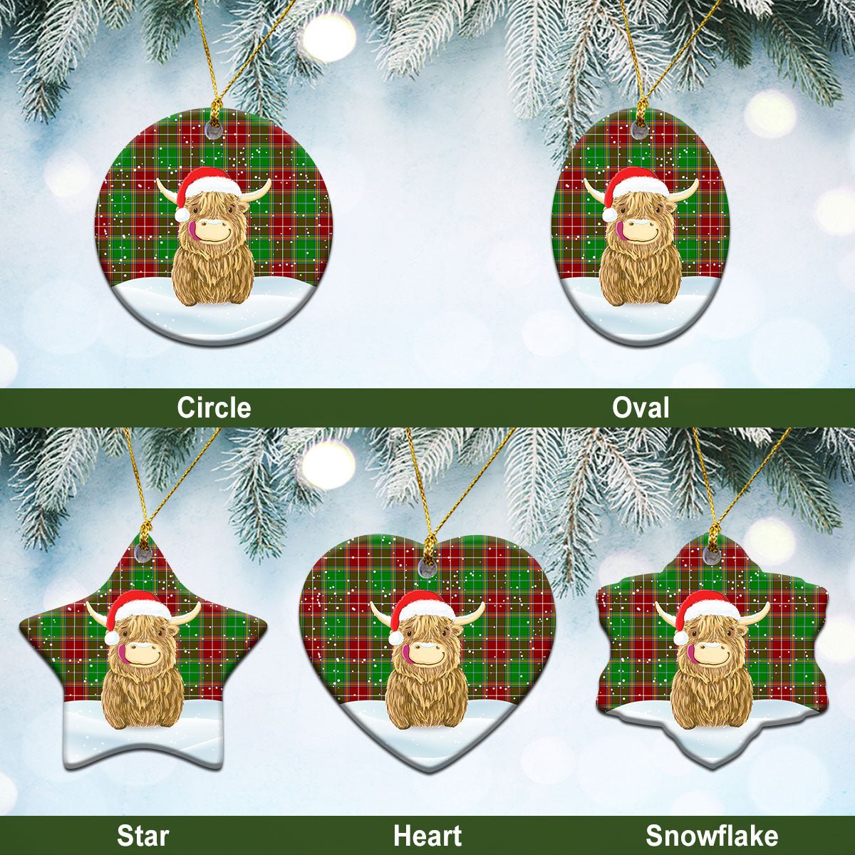 Clan Baxter Modern Tartan Christmas Ceramic Ornament Highland Cows Style JJ86 Baxter Modern Tartan Tartan Ornament   