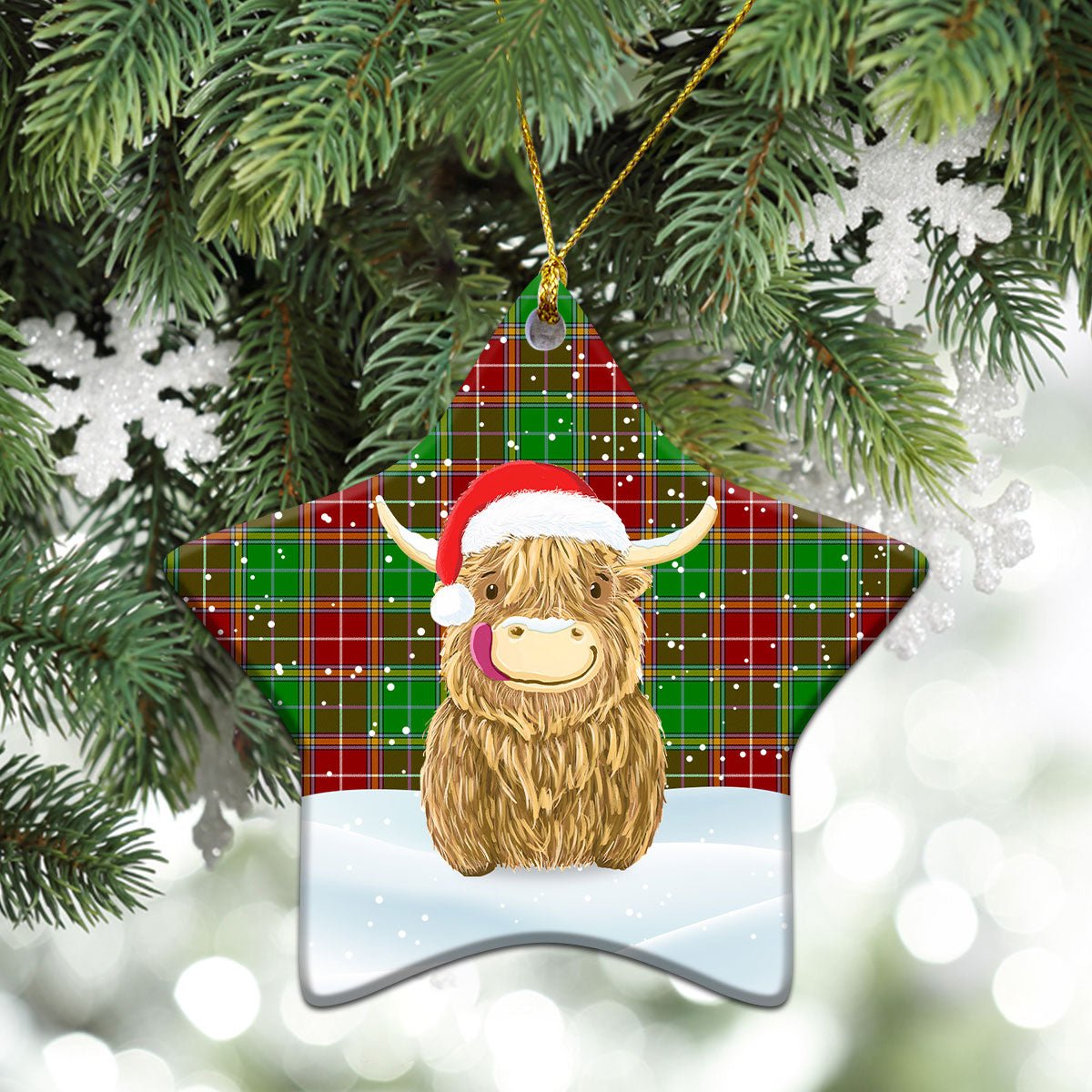 Clan Baxter Modern Tartan Christmas Ceramic Ornament Highland Cows Style JJ86 Baxter Modern Tartan Tartan Ornament   