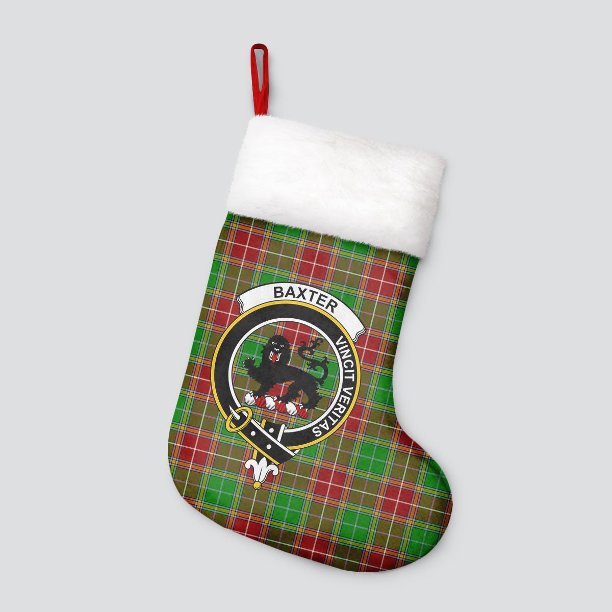 Clan Baxter Modern Tartan Crest Christmas Stocking KV50 Baxter Modern Tartan Tartan Stocking   