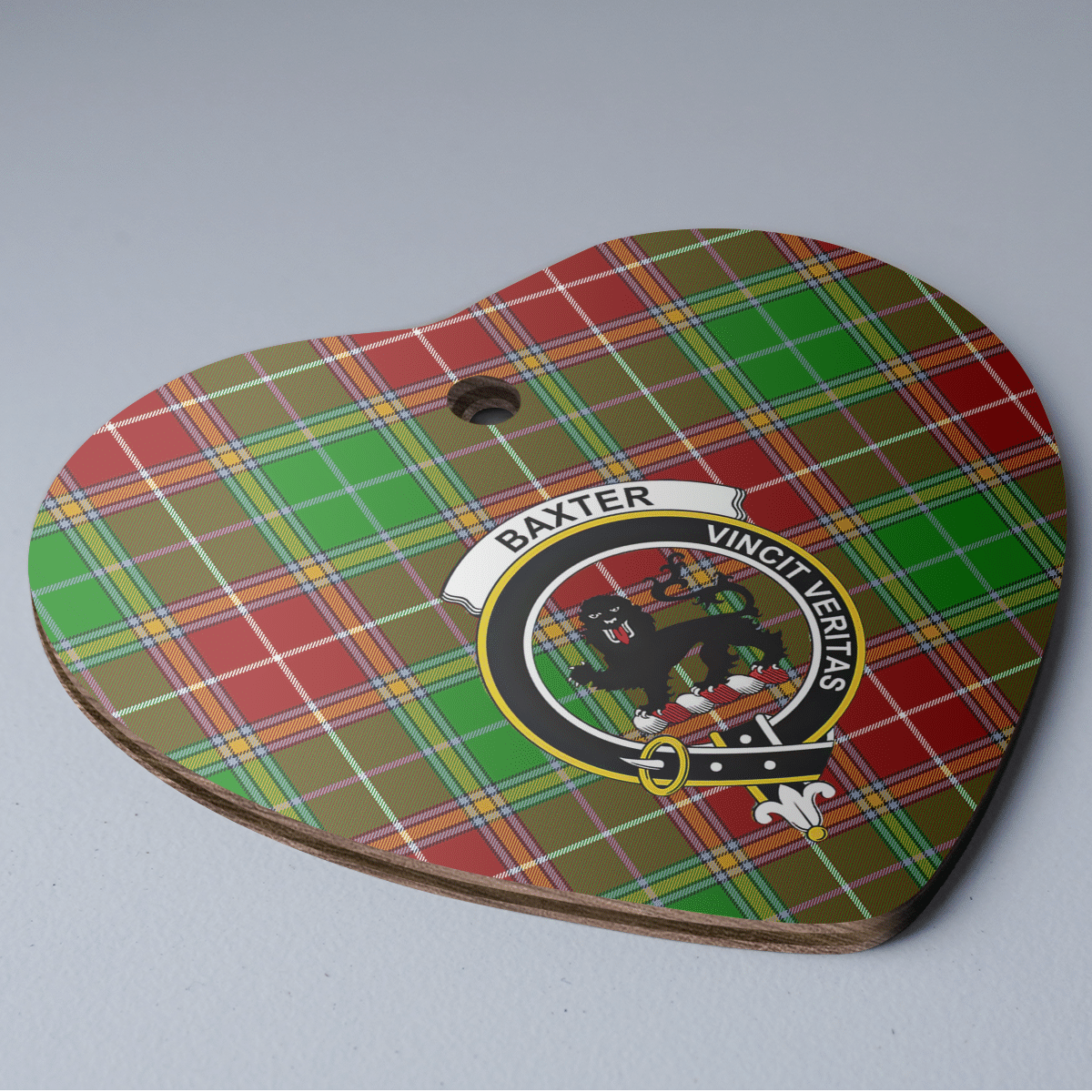 Clan Baxter Modern Tartan Crest Heart Ceramic Ornament PP80 Baxter Modern Tartan Tartan Christmas   