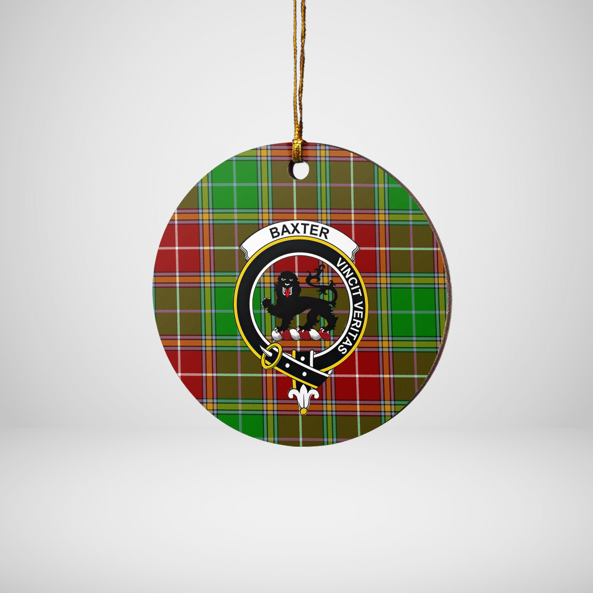 Clan Baxter Modern Tartan Crest Round Ceramic Ornament QK76 Baxter Modern Tartan Tartan Christmas   