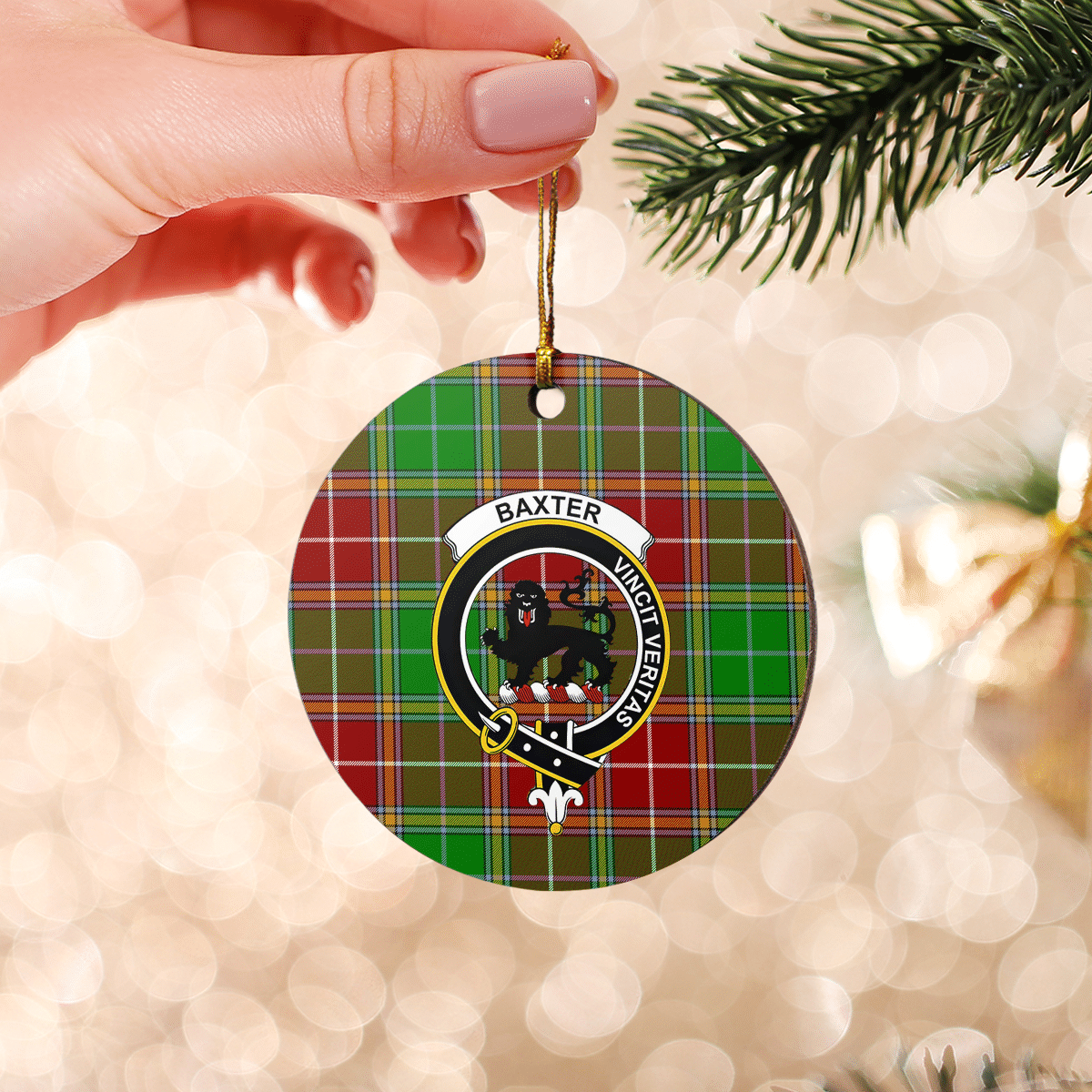 Clan Baxter Modern Tartan Crest Round Ceramic Ornament QK76 Baxter Modern Tartan Tartan Christmas   