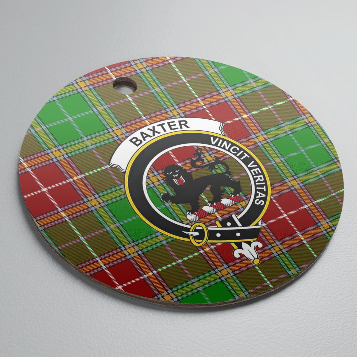 Clan Baxter Modern Tartan Crest Round Ceramic Ornament QK76 Baxter Modern Tartan Tartan Christmas   