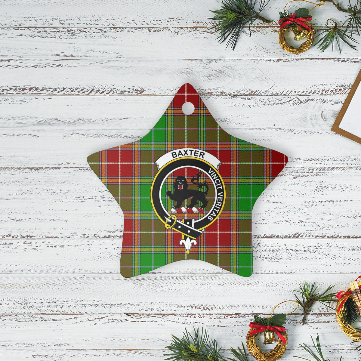 Clan Baxter Modern Tartan Crest Star Ceramic Ornament KB98 Baxter Modern Tartan Tartan Christmas   