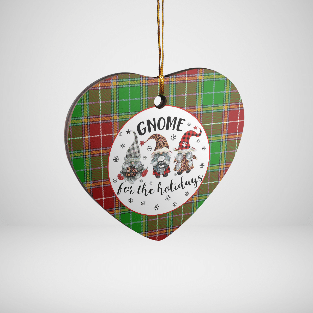 Clan Baxter Modern Tartan Gnome Heart Ceramic Ornament DV99 Baxter Modern Tartan Gnome Tartan Christmas   