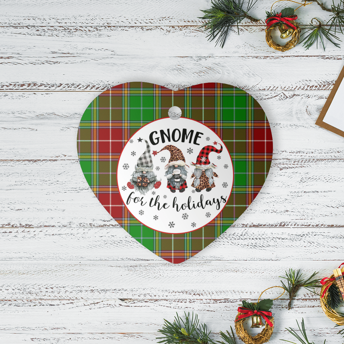 Clan Baxter Modern Tartan Gnome Heart Ceramic Ornament DV99 Baxter Modern Tartan Gnome Tartan Christmas   