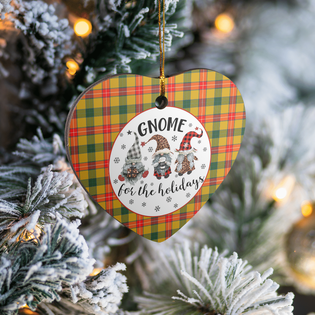 Clan Baxter Tartan Gnome Heart Ceramic Ornament WR73 Baxter Tartan Gnome Tartan Christmas   