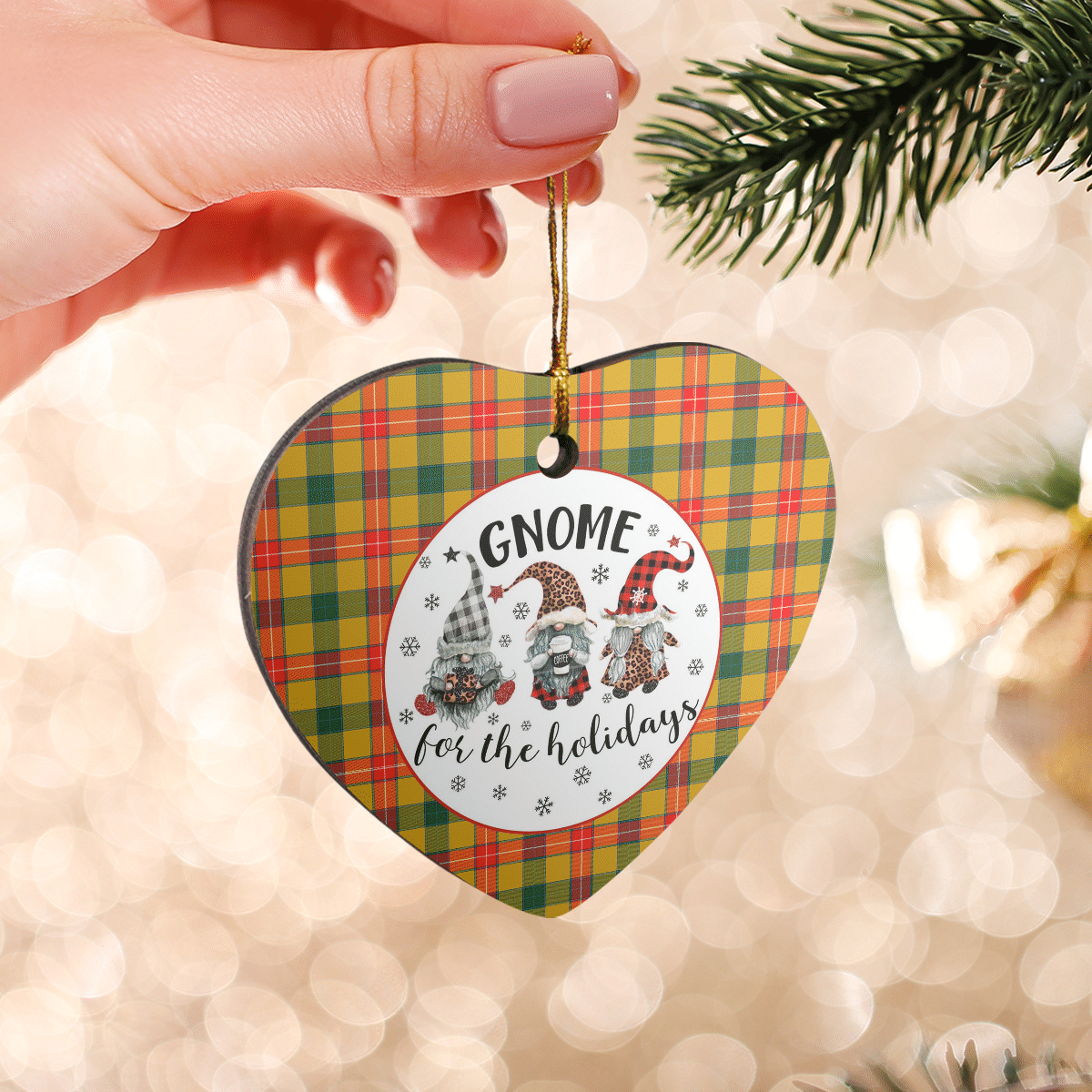 Clan Baxter Tartan Gnome Heart Ceramic Ornament WR73 Baxter Tartan Gnome Tartan Christmas   