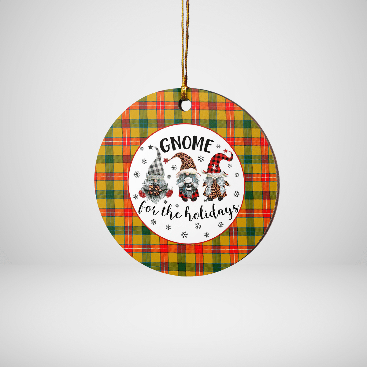 Clan Baxter Tartan Gnome Round Ceramic Ornament OY46 Baxter Tartan Tartan Christmas   