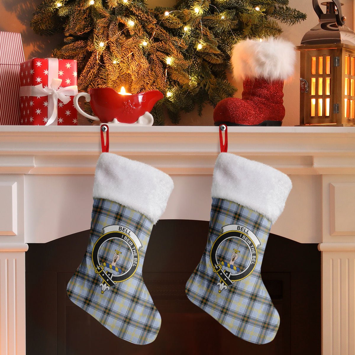 Clan Bell of the Borders Tartan Crest Christmas Stocking YX58 Bell of the Borders Tartan Tartan Stocking   