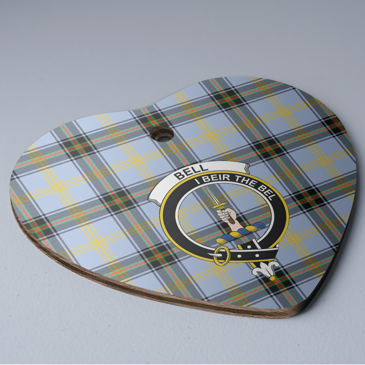 Clan Bell of the Borders Tartan Crest Heart Ceramic Ornament LO33 Bell of the Borders Tartan Tartan Christmas   