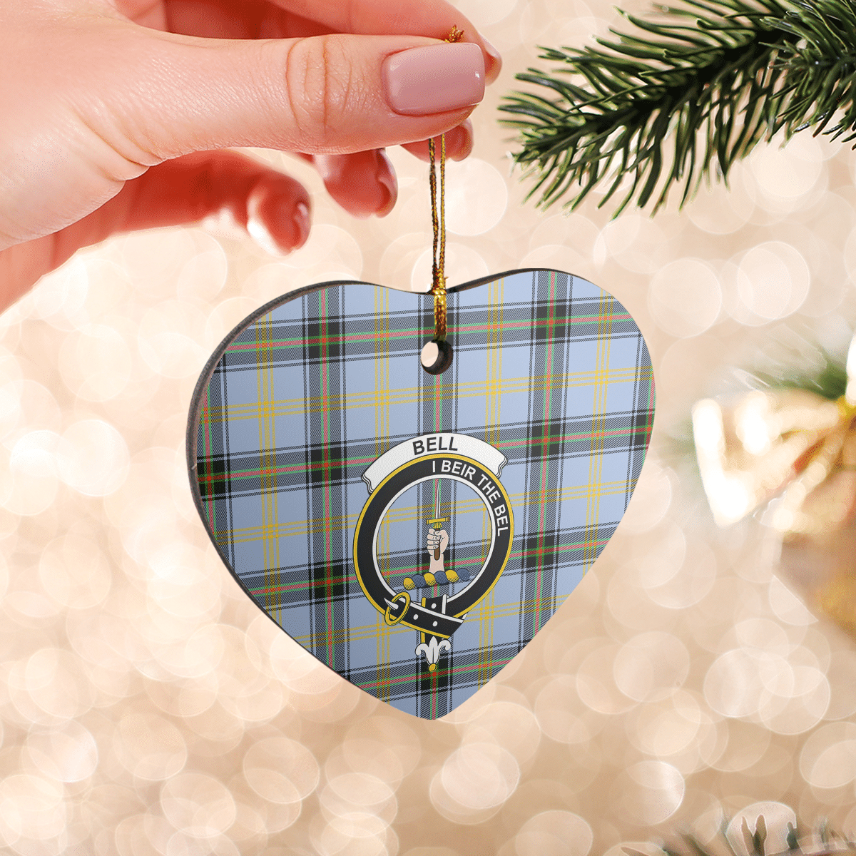 Clan Bell of the Borders Tartan Crest Heart Ceramic Ornament LO33 Bell of the Borders Tartan Tartan Christmas   