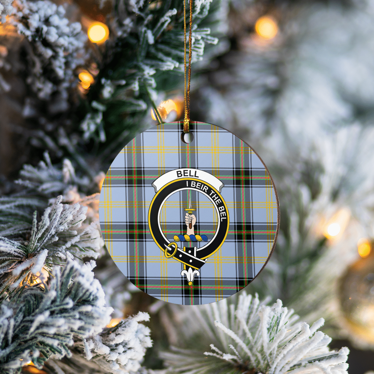 Clan Bell of the Borders Tartan Crest Round Ceramic Ornament RV86 Bell of the Borders Tartan Tartan Christmas   