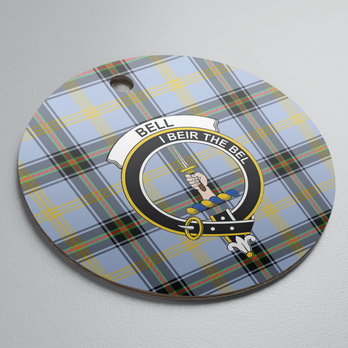 Clan Bell of the Borders Tartan Crest Round Ceramic Ornament RV86 Bell of the Borders Tartan Tartan Christmas   