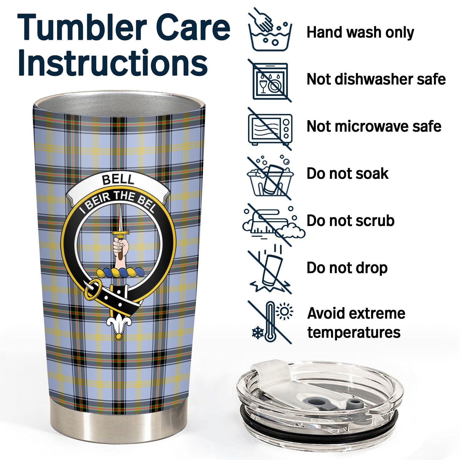 Clan Bell of the Borders Tartan Crest Tumbler TB97 Clan Bell Tartan Today   