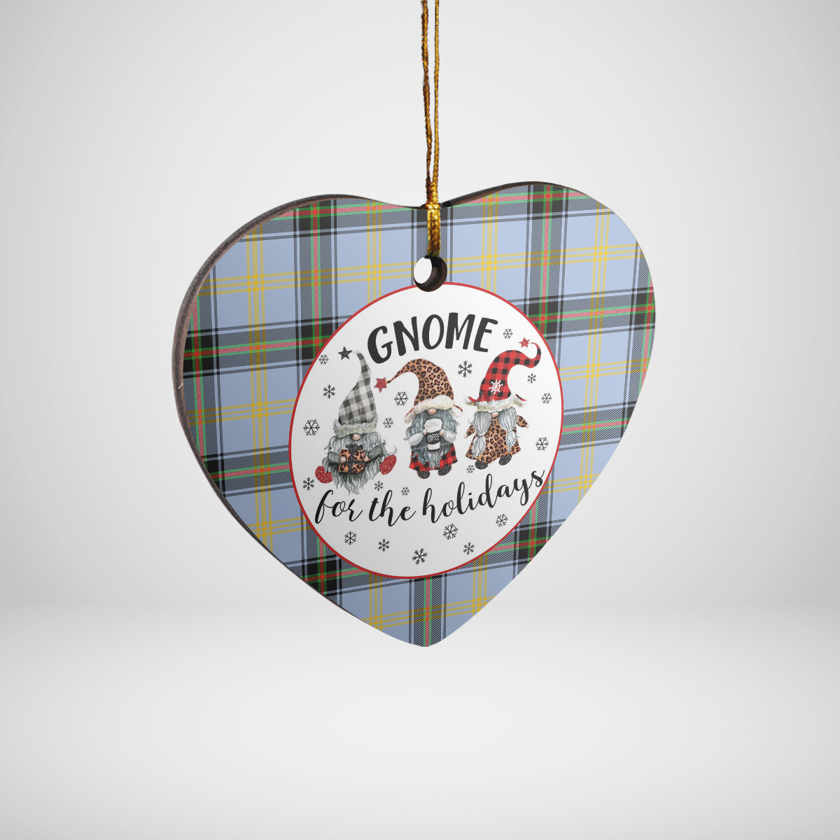 Clan Bell of the Borders Tartan Gnome Heart Ceramic Ornament BK72 Bell of the Borders Tartan Gnome Tartan Christmas   