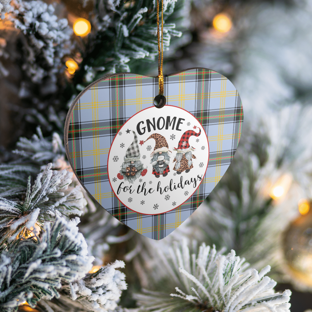 Clan Bell of the Borders Tartan Gnome Heart Ceramic Ornament BK72 Bell of the Borders Tartan Gnome Tartan Christmas   