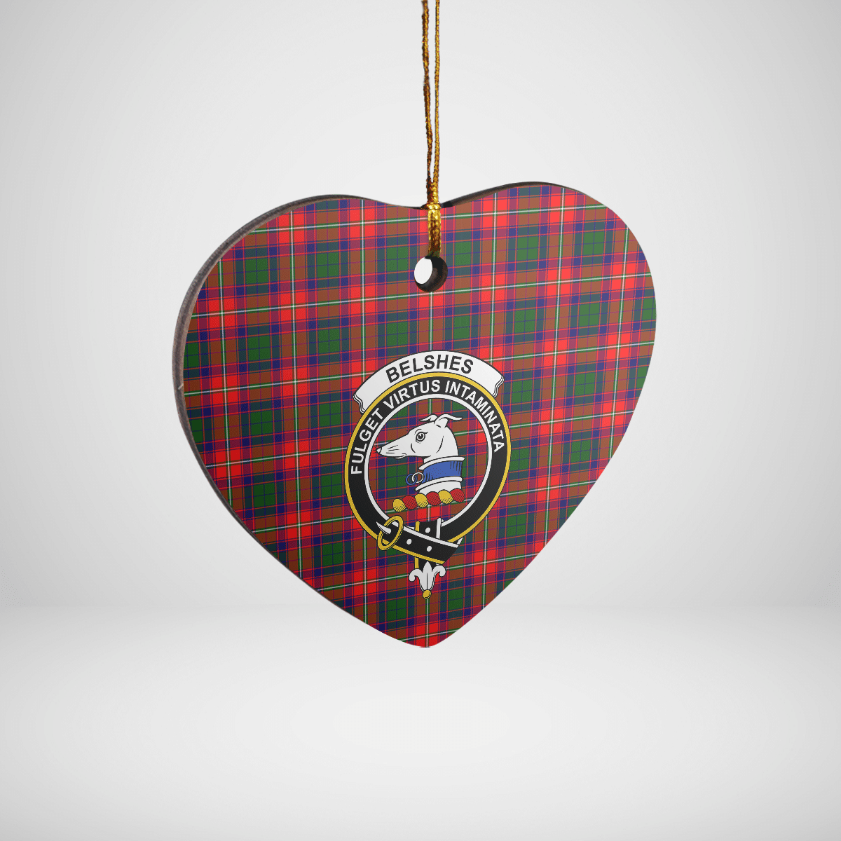 Clan Belshe Tartan Crest Heart Ceramic Ornament WS72 Belshe Tartan Tartan Christmas   