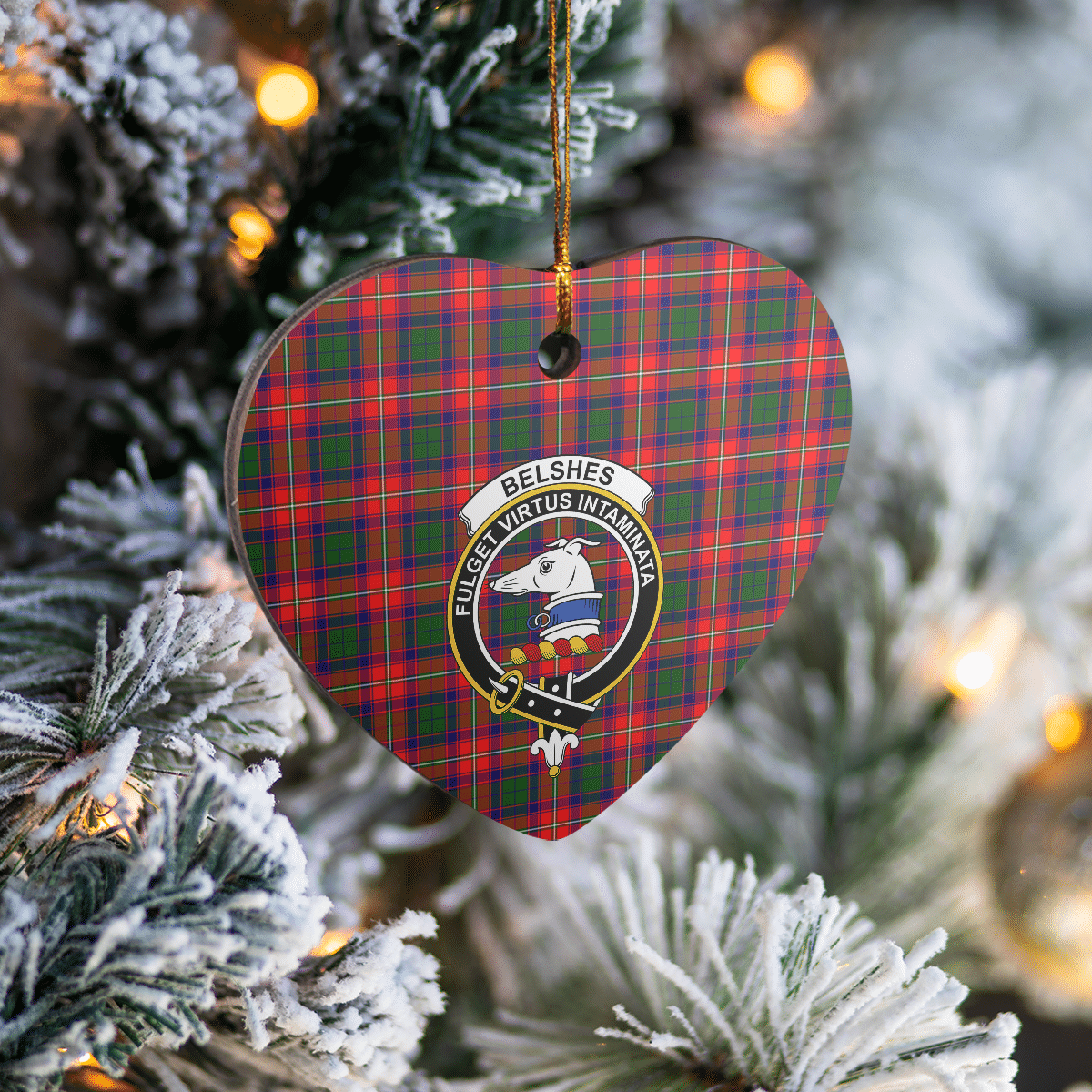 Clan Belshe Tartan Crest Heart Ceramic Ornament WS72 Belshe Tartan Tartan Christmas   