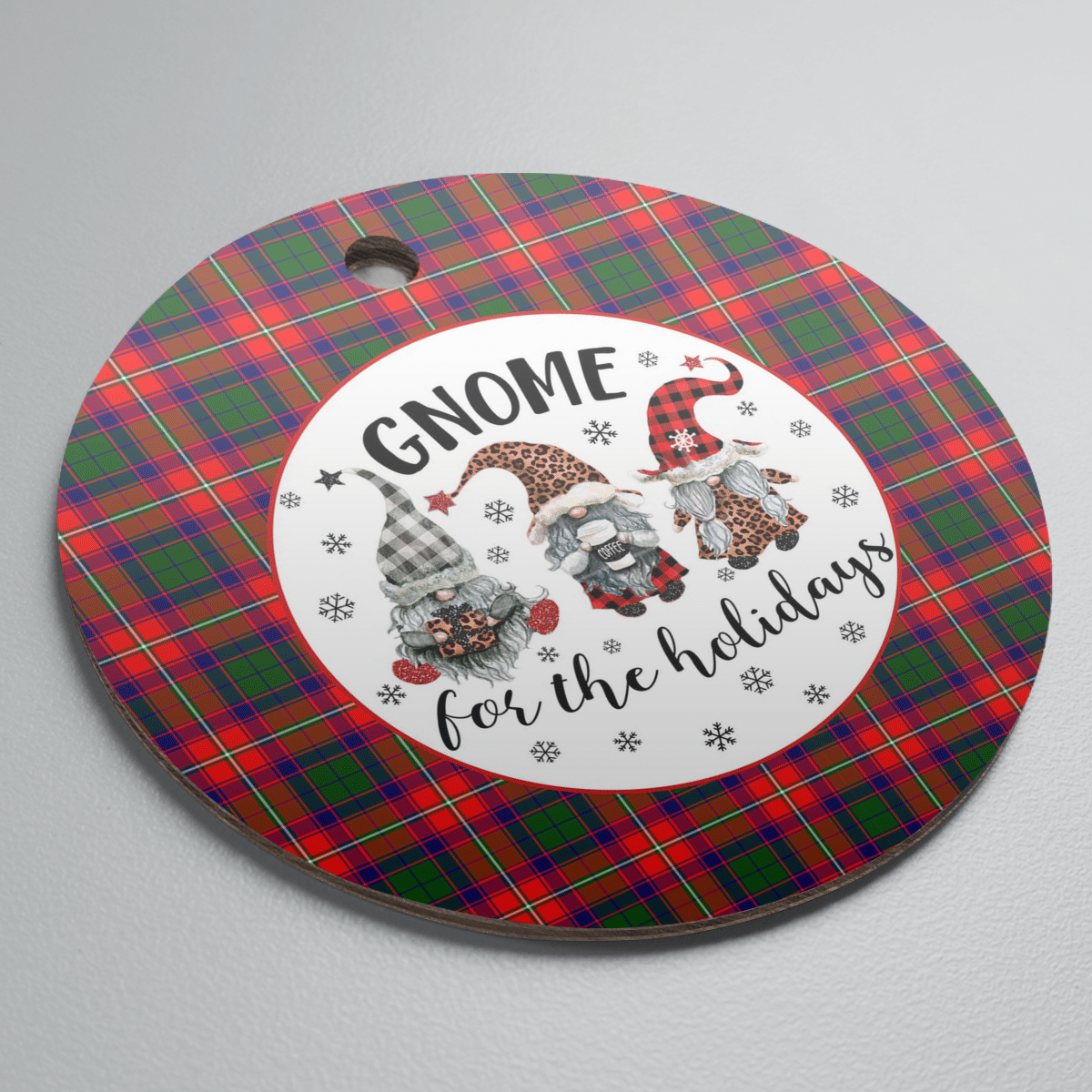 Clan Belshes Tartan Gnome Round Ceramic Ornament JQ30 Belshes Tartan Tartan Christmas   