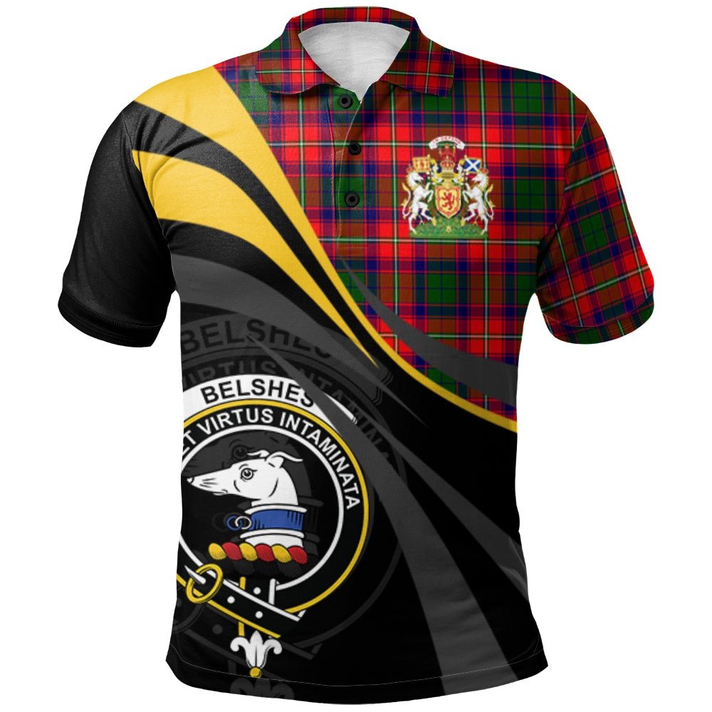 Clan Belshes Tartan Polo Shirt - Royal Coat Of Arms Style NH73 Belshes Tartan Tartan Polo   