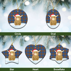 Clan Bethune Ancient Tartan Christmas Ceramic Ornament Highland Cows Style TB49 Bethune Ancient Tartan Tartan Ornament   