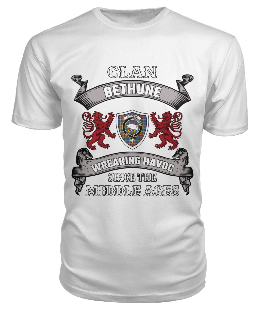 Clan Bethune Family Tartan 2D T-shirt DK55 Bethune Tartan Clan Tartan T-Shirt White S Bethune Tartan Clan