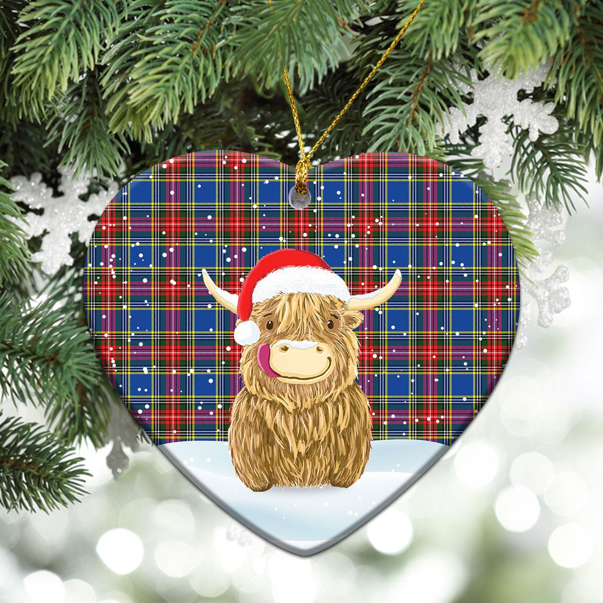 Clan Bethune Modern Tartan Christmas Ceramic Ornament Highland Cows Style HL50 Bethune Modern Tartan Tartan Ornament   