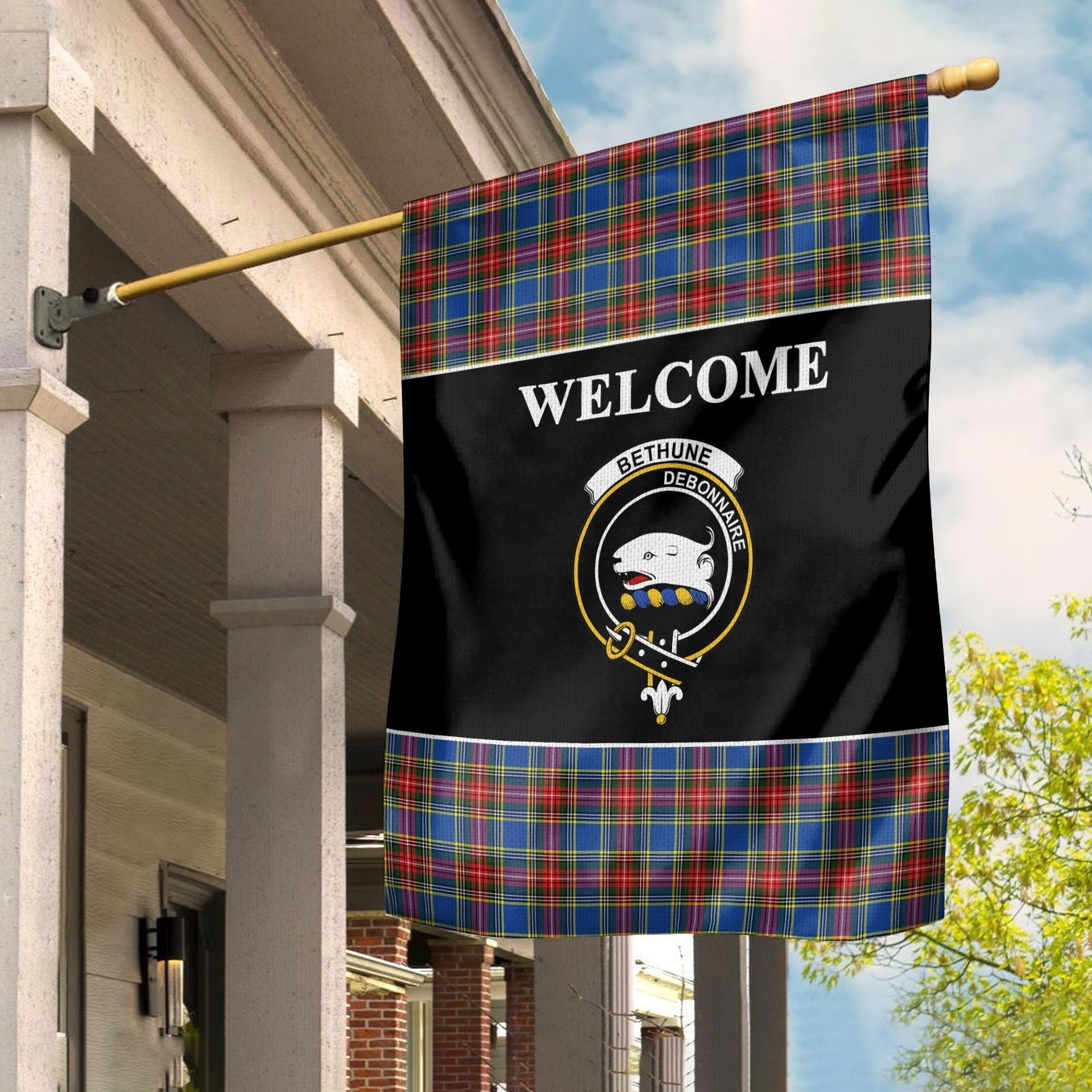 Clan Bethune Tartan Crest Black Garden Flag HF49 Clan Bethune Tartan Today   