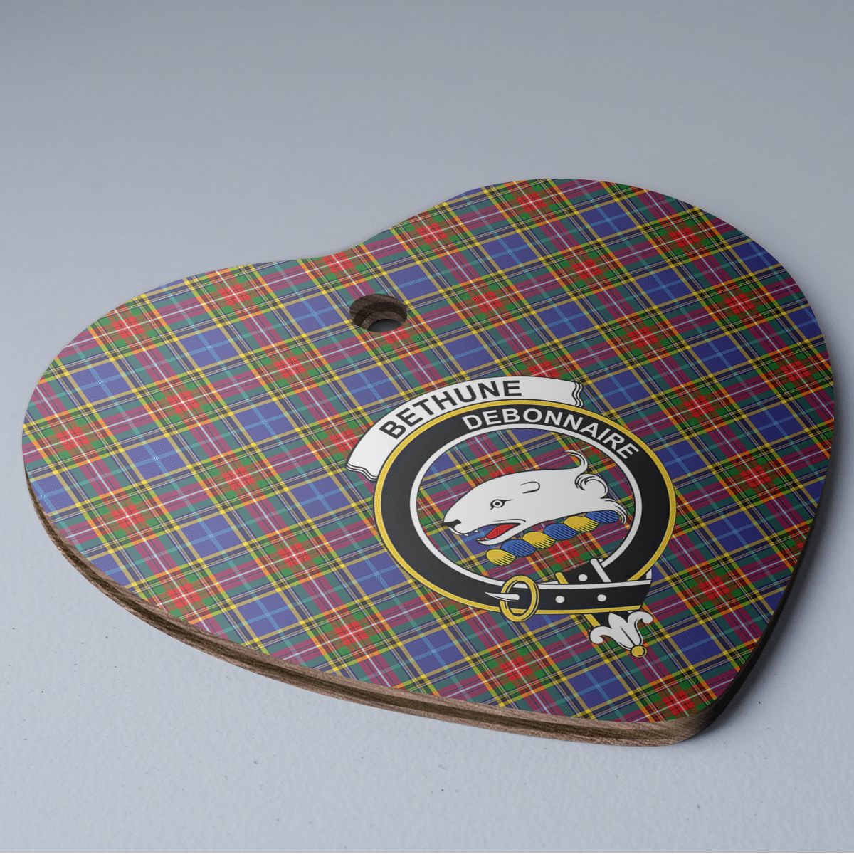 Clan Bethune Tartan Crest Heart Ceramic Ornament OJ69 Bethune Tartan Tartan Christmas   