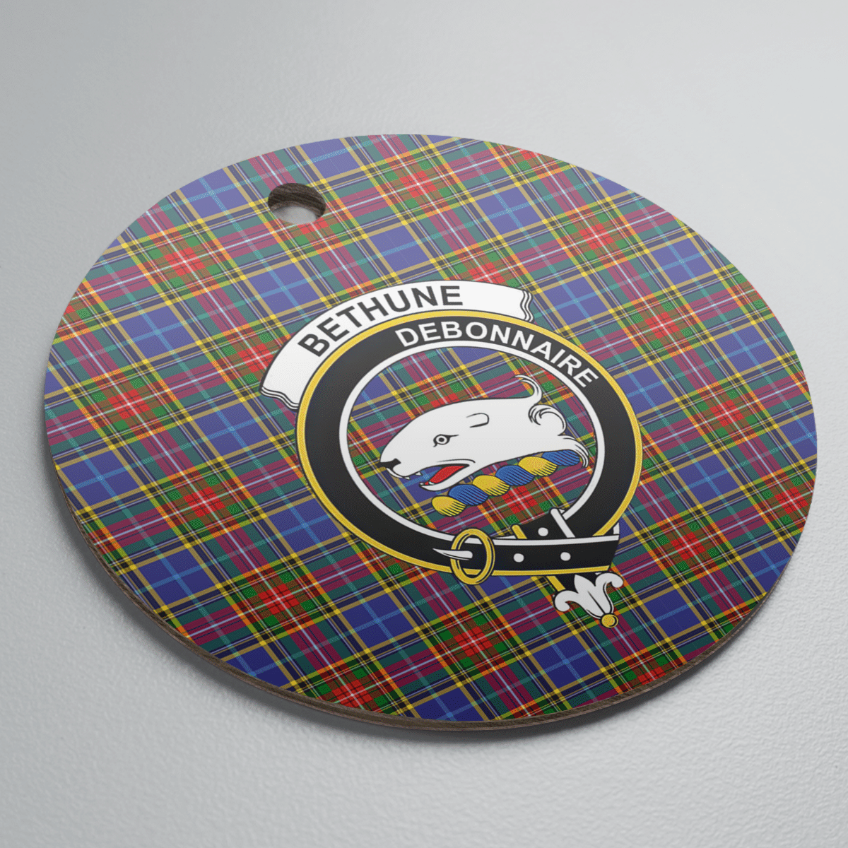 Clan Bethune Tartan Crest Round Ceramic Ornament OU79 Bethune Tartan Tartan Christmas   