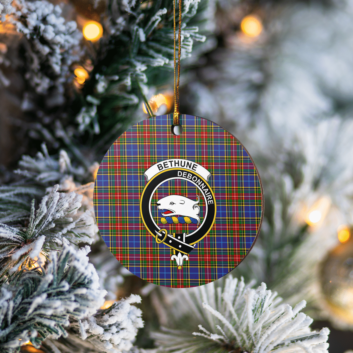 Clan Bethune Tartan Crest Round Ceramic Ornament OU79 Bethune Tartan Tartan Christmas   