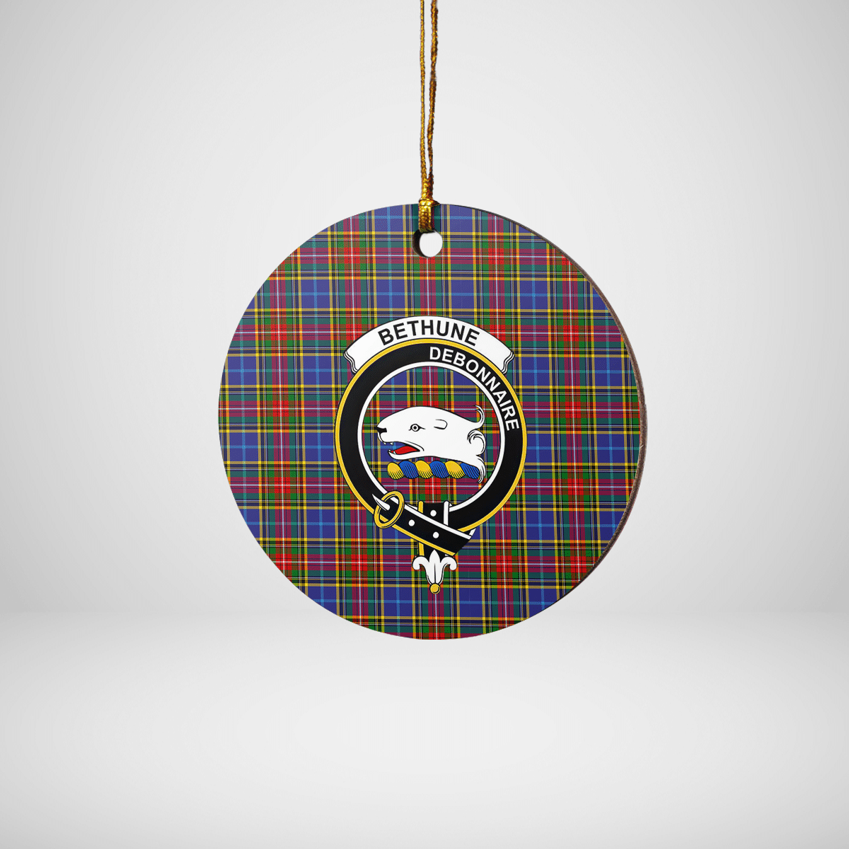 Clan Bethune Tartan Crest Round Ceramic Ornament OU79 Bethune Tartan Tartan Christmas   