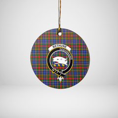 Clan Bethune Tartan Crest Round Ceramic Ornament OU79 Bethune Tartan Tartan Christmas   