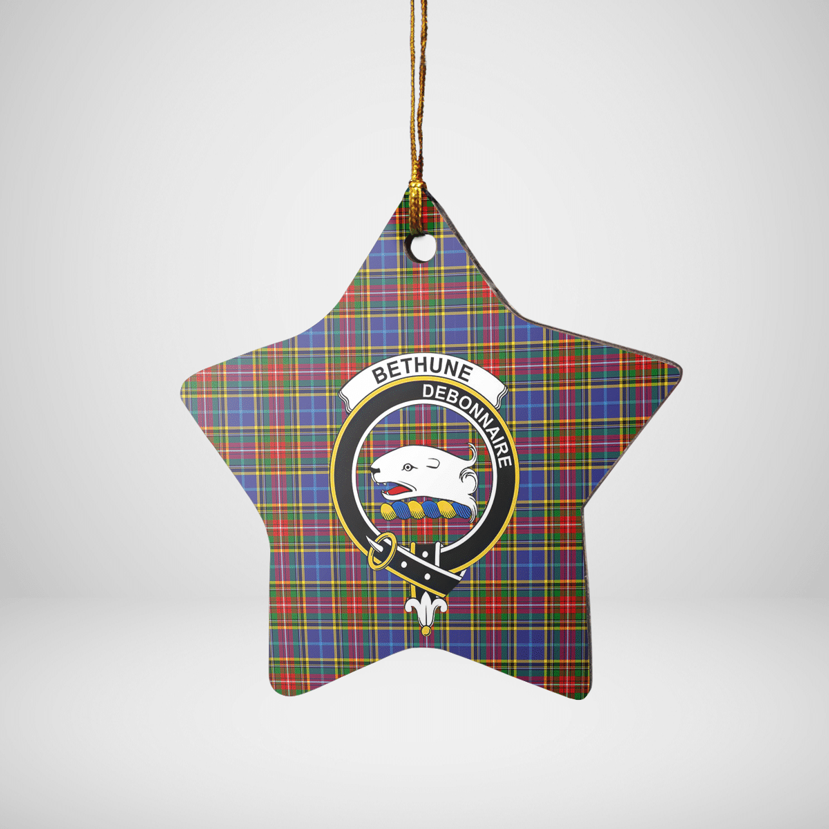 Clan Bethune Tartan Crest Star Ceramic Ornament CW87 Bethune Tartan Tartan Christmas   