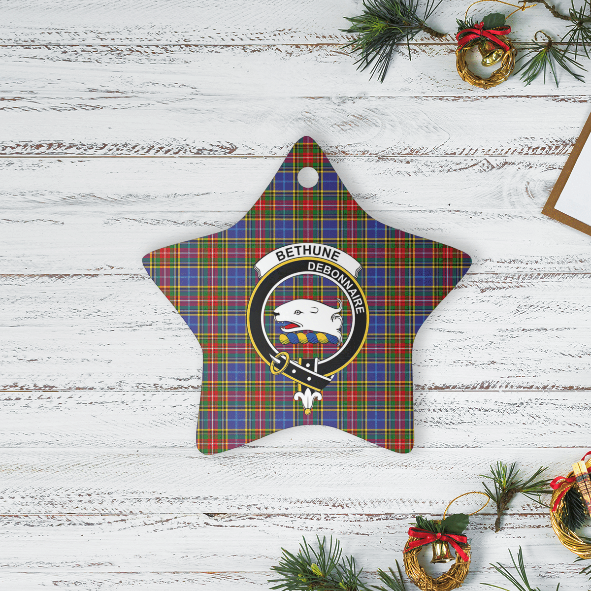 Clan Bethune Tartan Crest Star Ceramic Ornament CW87 Bethune Tartan Tartan Christmas   