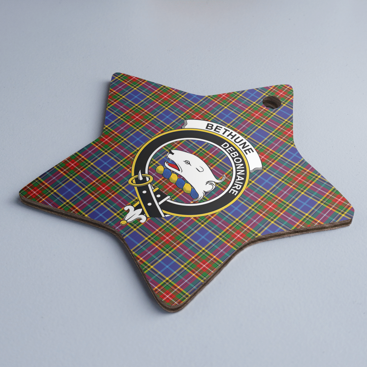 Clan Bethune Tartan Crest Star Ceramic Ornament CW87 Bethune Tartan Tartan Christmas   