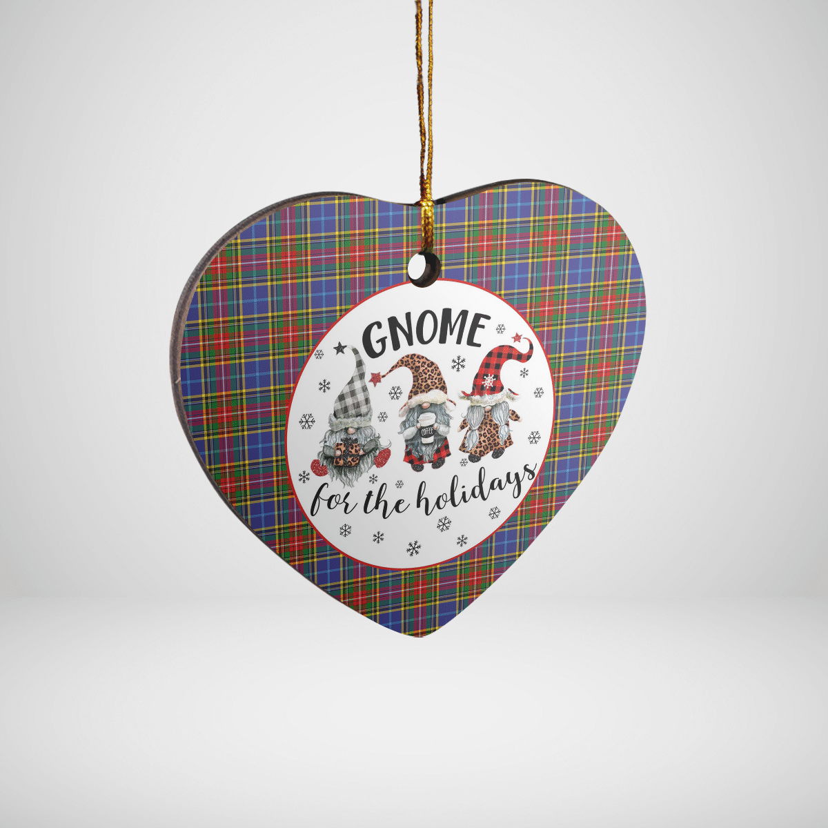 Clan Bethune Tartan Gnome Heart Ceramic Ornament ZO90 Bethune Tartan Gnome Tartan Christmas   