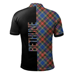 Clan Bethune Tartan Polo Shirt Half of Me - Cross Style HW91 Bethune Tartan Tartan Polo   