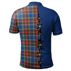 Clan Bethune Tartan Polo Shirt - Lion Rampant And Celtic Thistle Style NQ55 Bethune Tartan Tartan Polo   