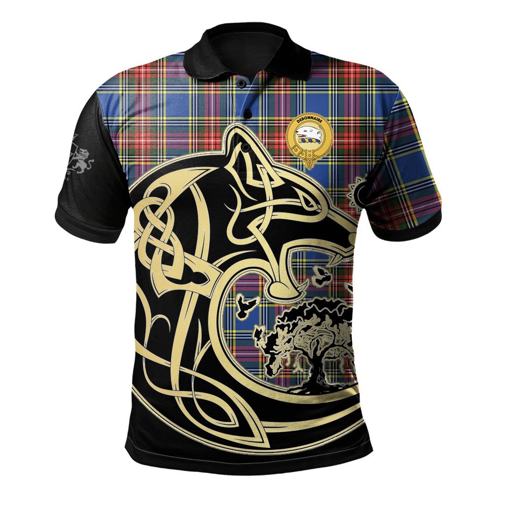 Clan Bethune Tartan Polo Shirt Viking Wolf OC30 Bethune Tartan Tartan Polo   