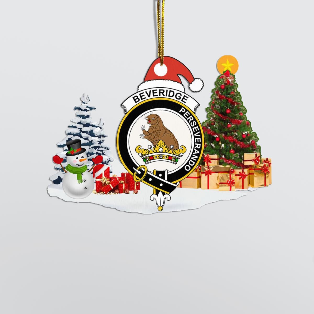 Clan Beveridge Crest Tartan Acrylic Christmas Ornament VS18 Beveridge Tartan Tartan Christmas   